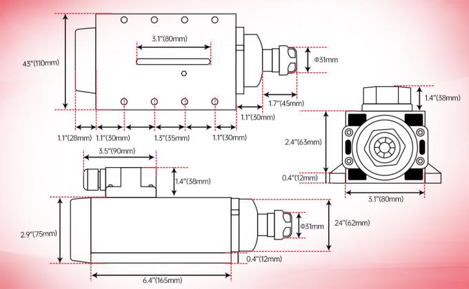 2.2kw ER20 kit de moteur &agrave; broche CNC refroidi par air pour machine CNC 1