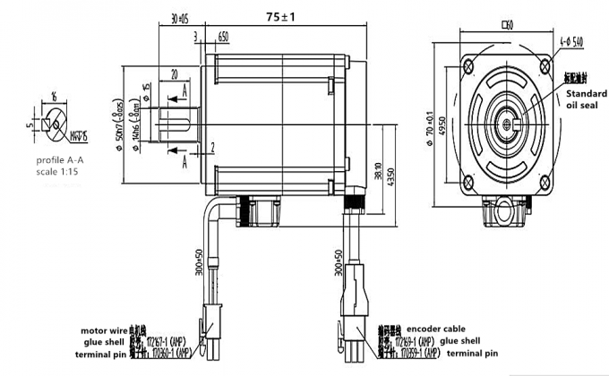 Contr&ocirc;leur CNC AC Servo Motor Kit 3000 tours par minute 64Ncm 200W Encodeur magn&eacute;tique &agrave; 17 bits 1
